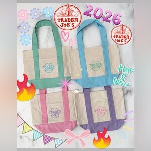2026! Mini Trader Joe’s Pastel Canvas Totes Spring Colors